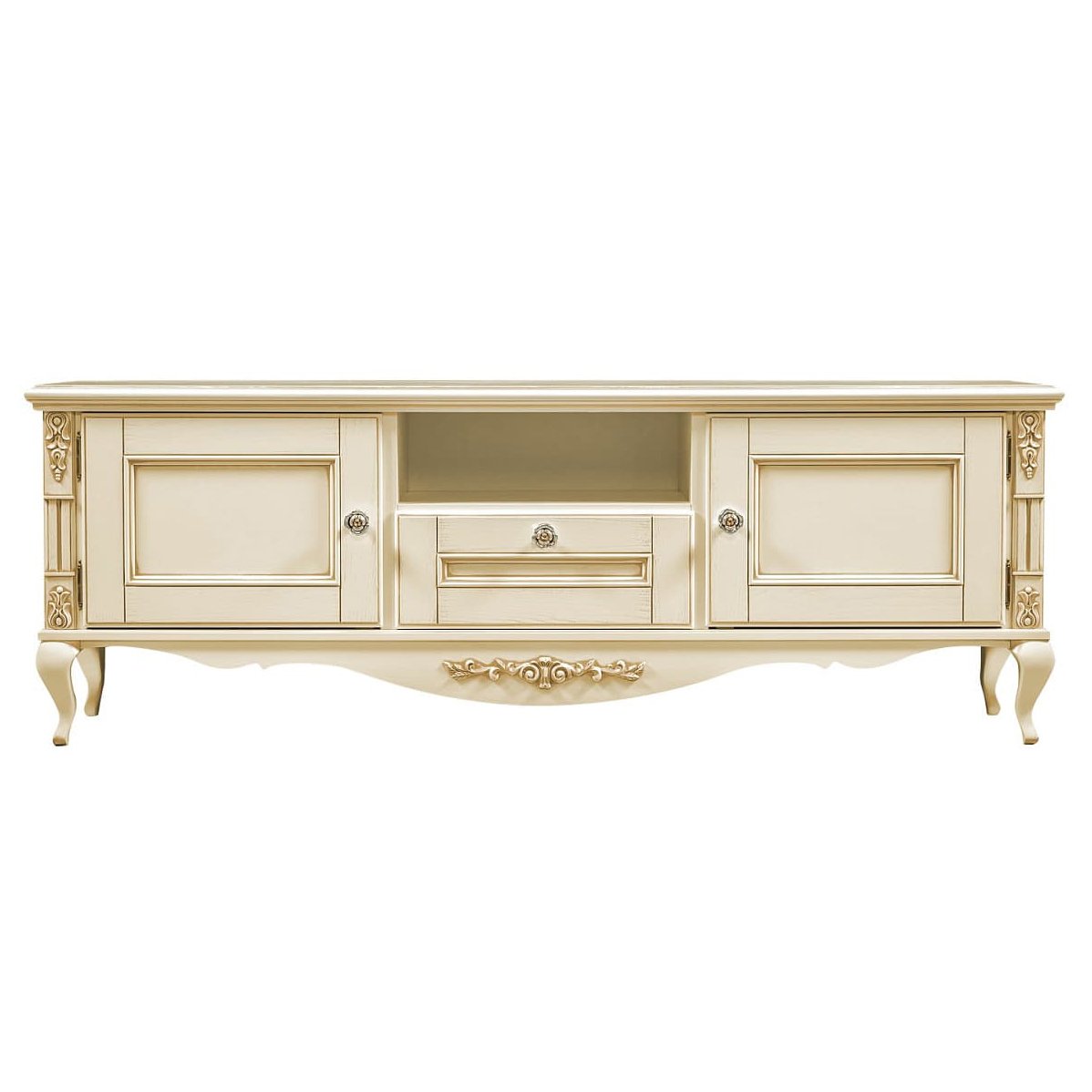 Тумба ТВ Timber Неаполь, 170x42x60 см, цвет: ваниль с золотом (Т-403/VO)T-403/VO Тумба ТВ Timber Неаполь, 170x42x60 см, цвет: ваниль с золотом (Т-403/VO)T-403/VO