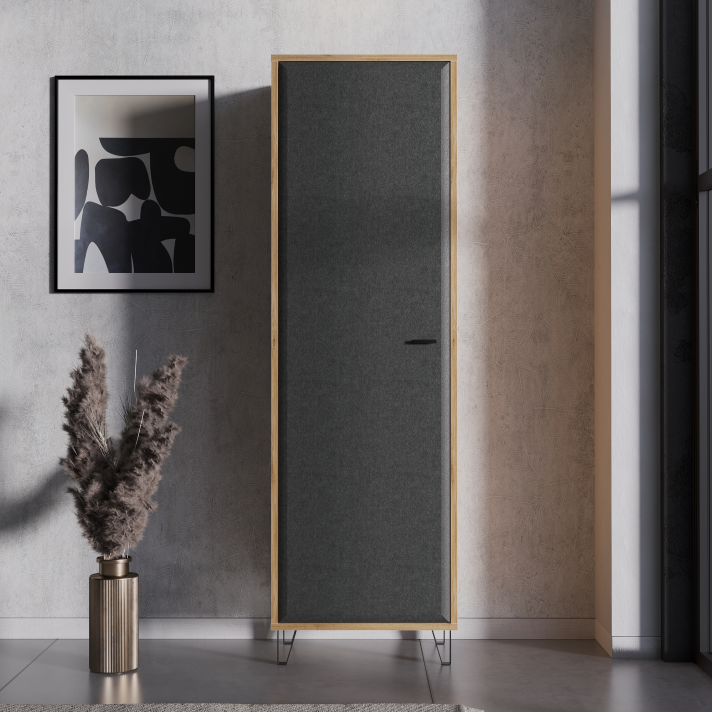 Шкаф БРВ Грейс (Grace), цвет дуб наварра/графит, 61х42х200 см (SZF1D)SZF1D