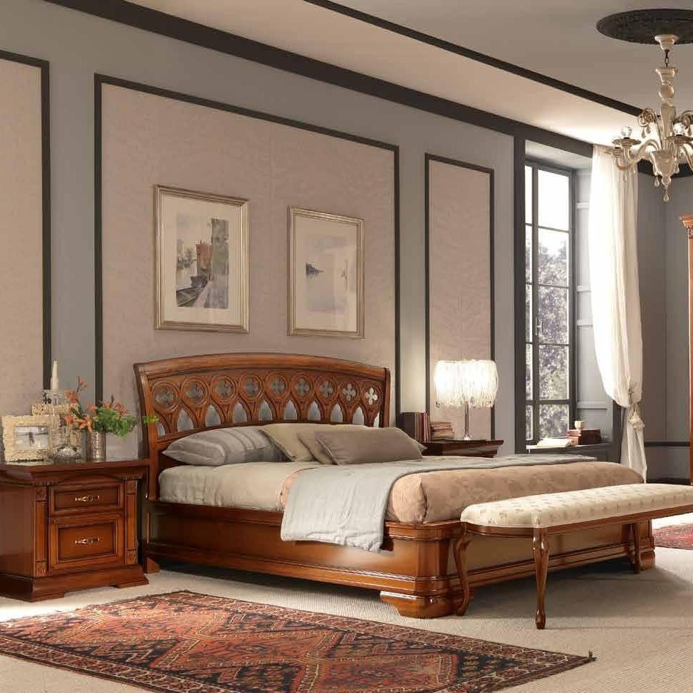 Кровать Prama Palazzo Ducale ciliegio, двуспальная, с резным изголовьем, без изножья, цвет: вишня, 180x200 см (71CI25LT)71CI25LT