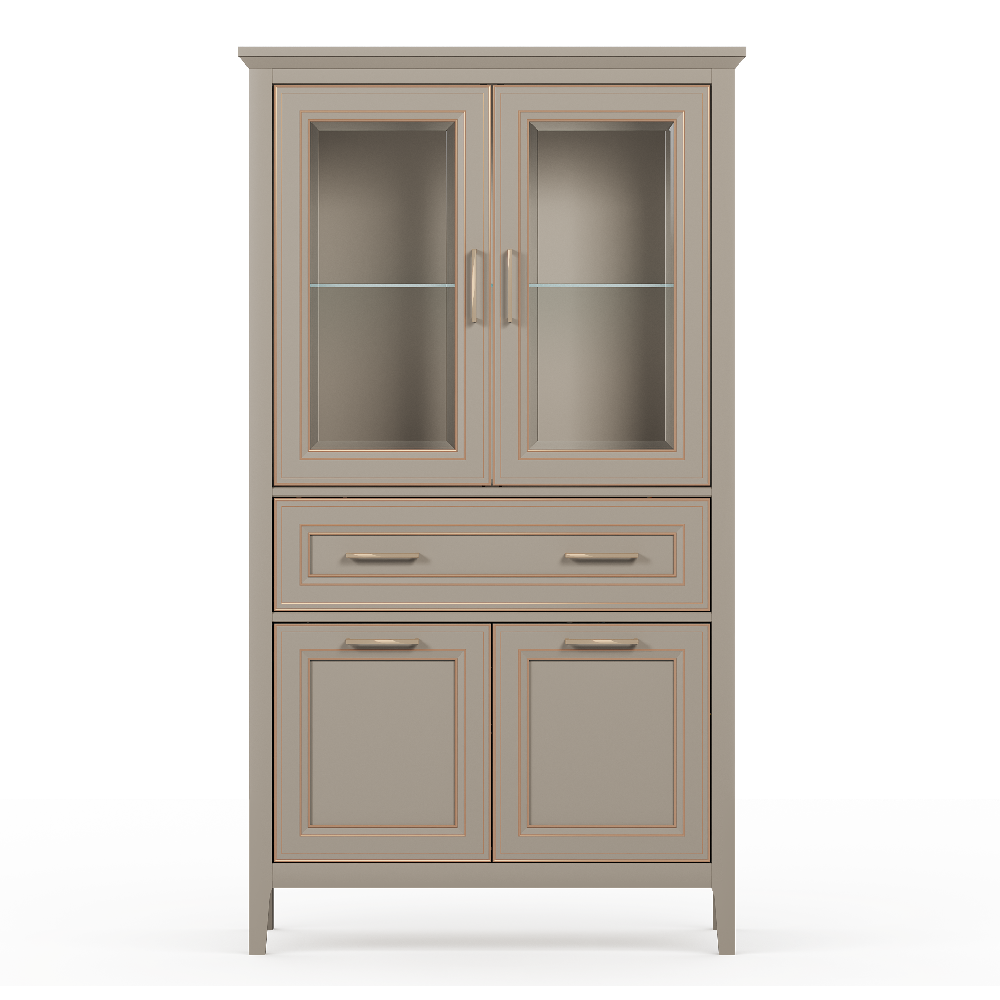 Шкаф-витрина БРВ Классик (Classic), 95x40x170 см, цвет: глиняный серый (REG2W2D1S/170)REG2W2D1S/170