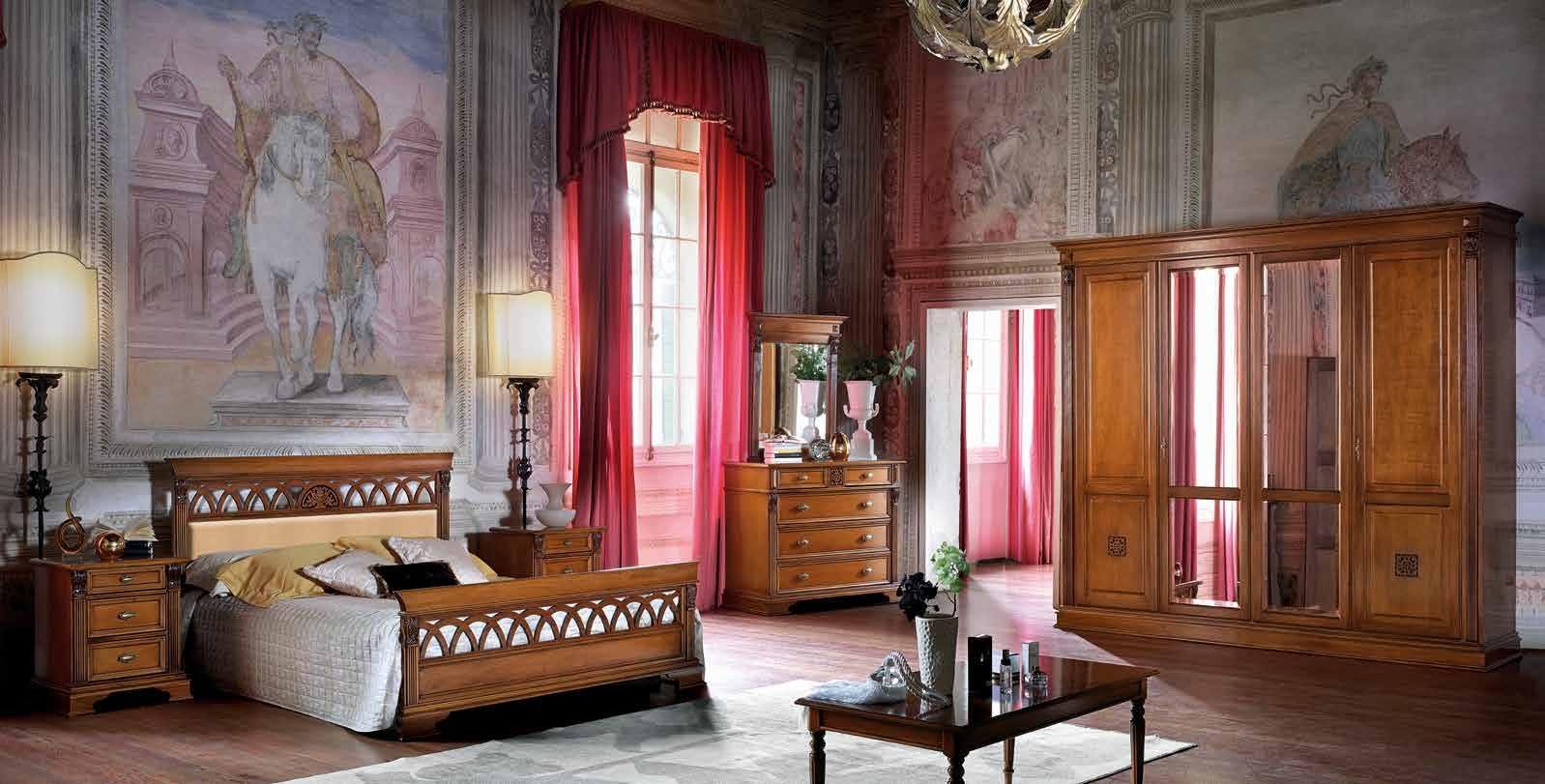 Шкаф платяной Claudio Saoncella Puccini, 4-х дверный  с зеркалами, 256x65x240 см, цвет:  вишня / белый с золотом (44582)44582