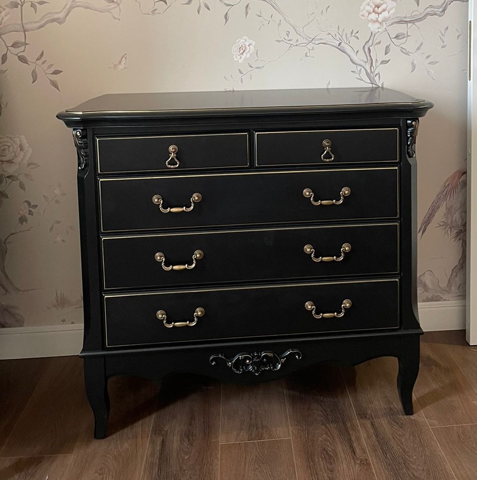 Комод Aletan Provence Wood, 5 ящиков, цвет: черный-дерево 95х50,5х83,5 см (W405BL)W405BL Комод Aletan Provence Wood, 5 ящиков, цвет: черный-дерево 95х50,5х83,5 см (W405BL)W405BL