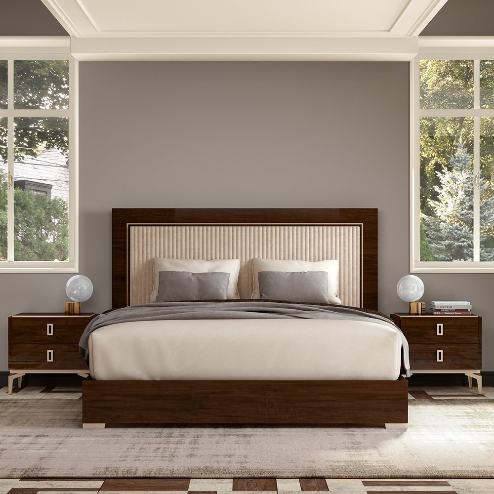 Кровать Status Eva, двуспальная K.S., с мягким изголовьем, цвет орех, 198х203 см (EABNOLT02)EABNOLT02