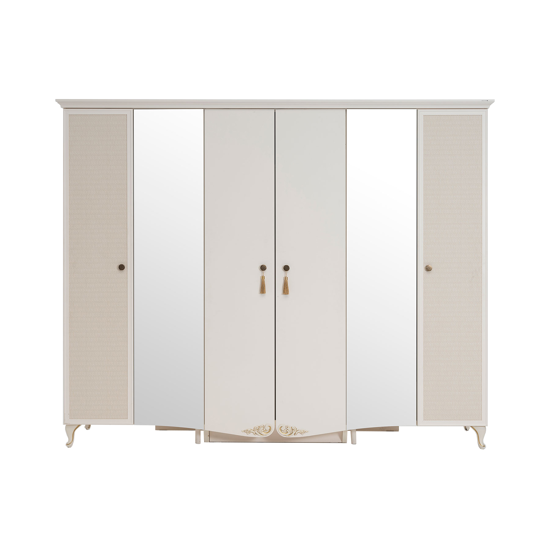 Шкаф Bellona Perlino, шестидверный, цвет: белый, размер 276х65х222 см (PERL-34)PERL-34