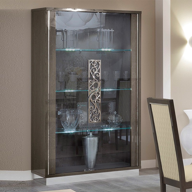 Витрина Camelgroup Platinum, 2-х дверная, цвет: серебристая береза, ручки Glamur, 110x48x190 см (144VT2.01PL)144VT2.01PL
