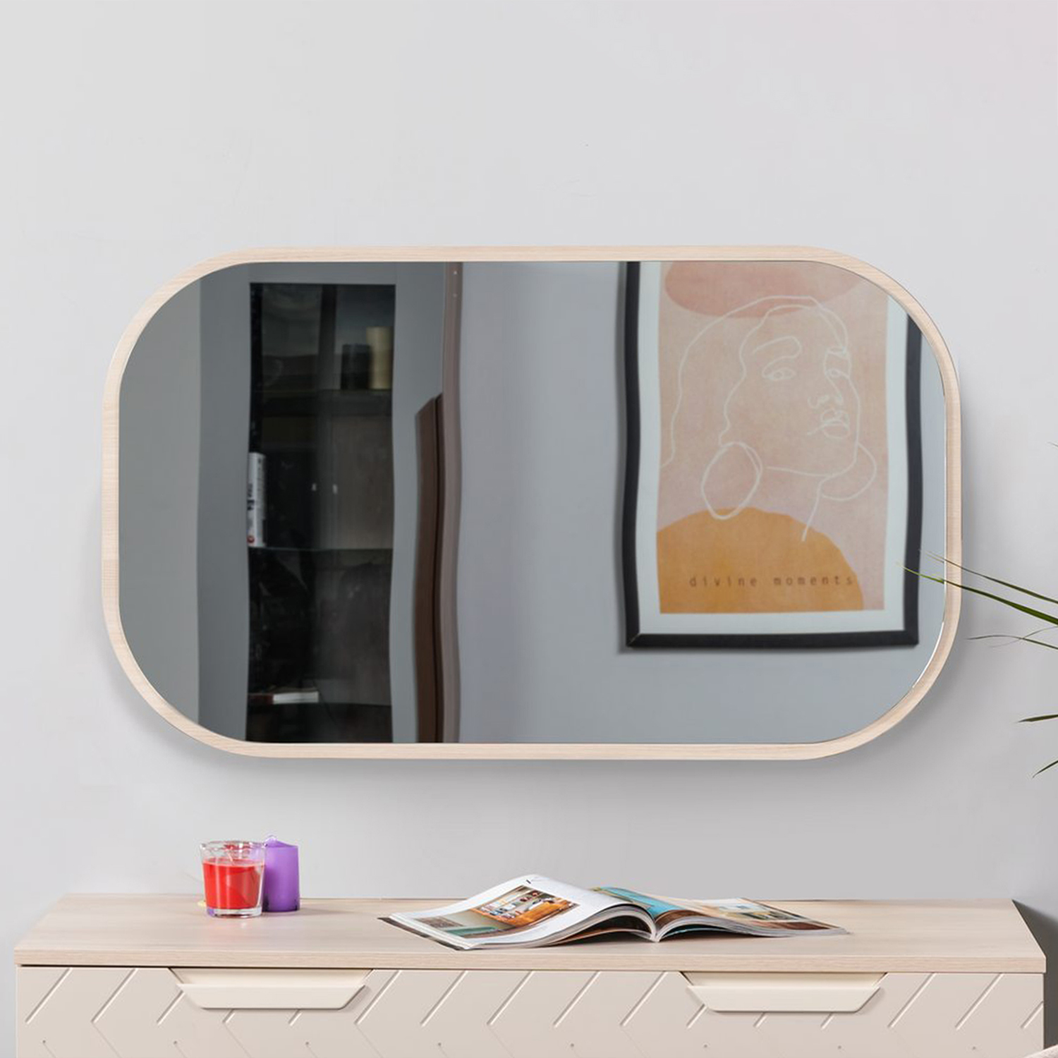 Зеркало для комода R-Home Сканди, размер 100x2x60 см, цвет: Жемчужно-белый(4009326H_Жемчуг)4009326H_Жемчуг