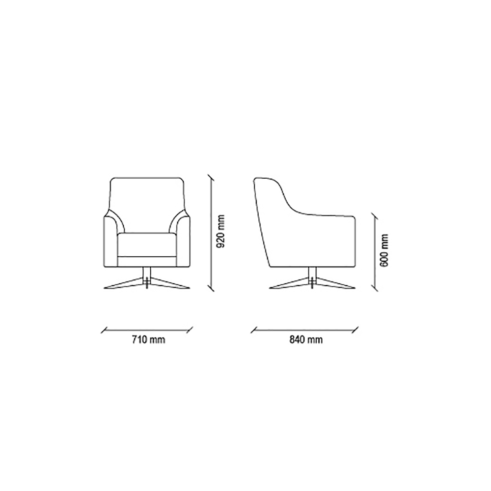 Кресло Enza Home Maison, поворотное, ткань 20501 Siyah, размер 71х84х92 см