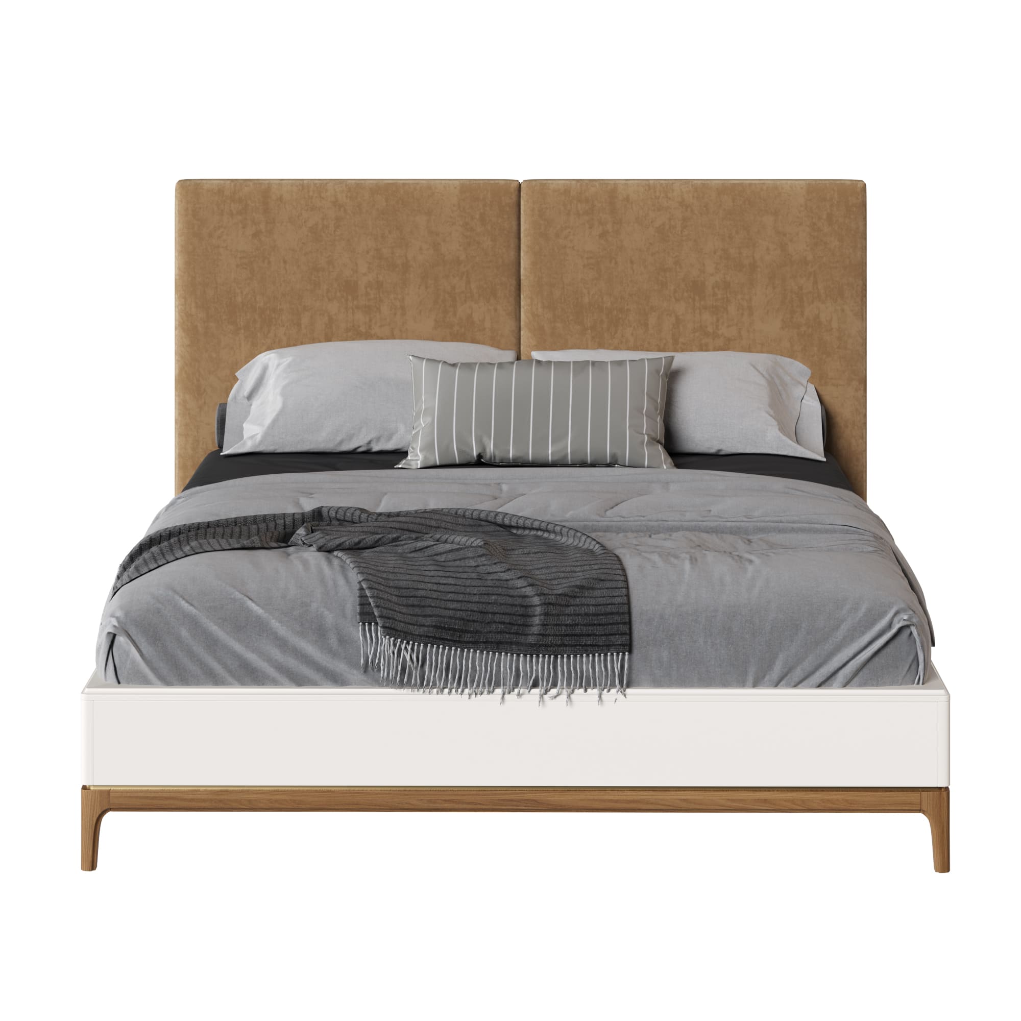 Кровать двуспальная Bari White, 160x200 см, мягкая спинка, цвет: белый (BR226W)BR226W