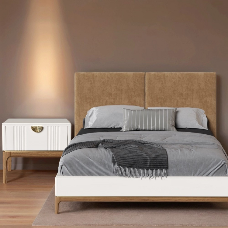 Кровать односпальная Bari White, 120x200 см, мягкая спинка, цвет: белый (BR222W)BR222W Кровать односпальная Bari White, 120x200 см, мягкая спинка, цвет: белый (BR222W)BR222W