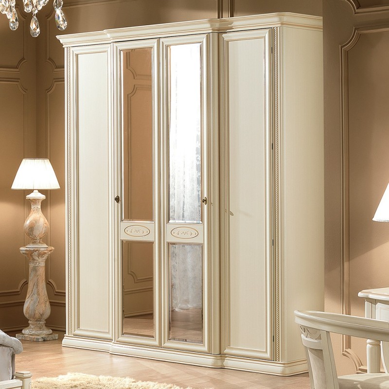 Шкаф платяной Siena Avorio, 4-х дверный, цвет: слоновая кость, 210x70x240 см (112AR4.02AV)112AR4.02AV