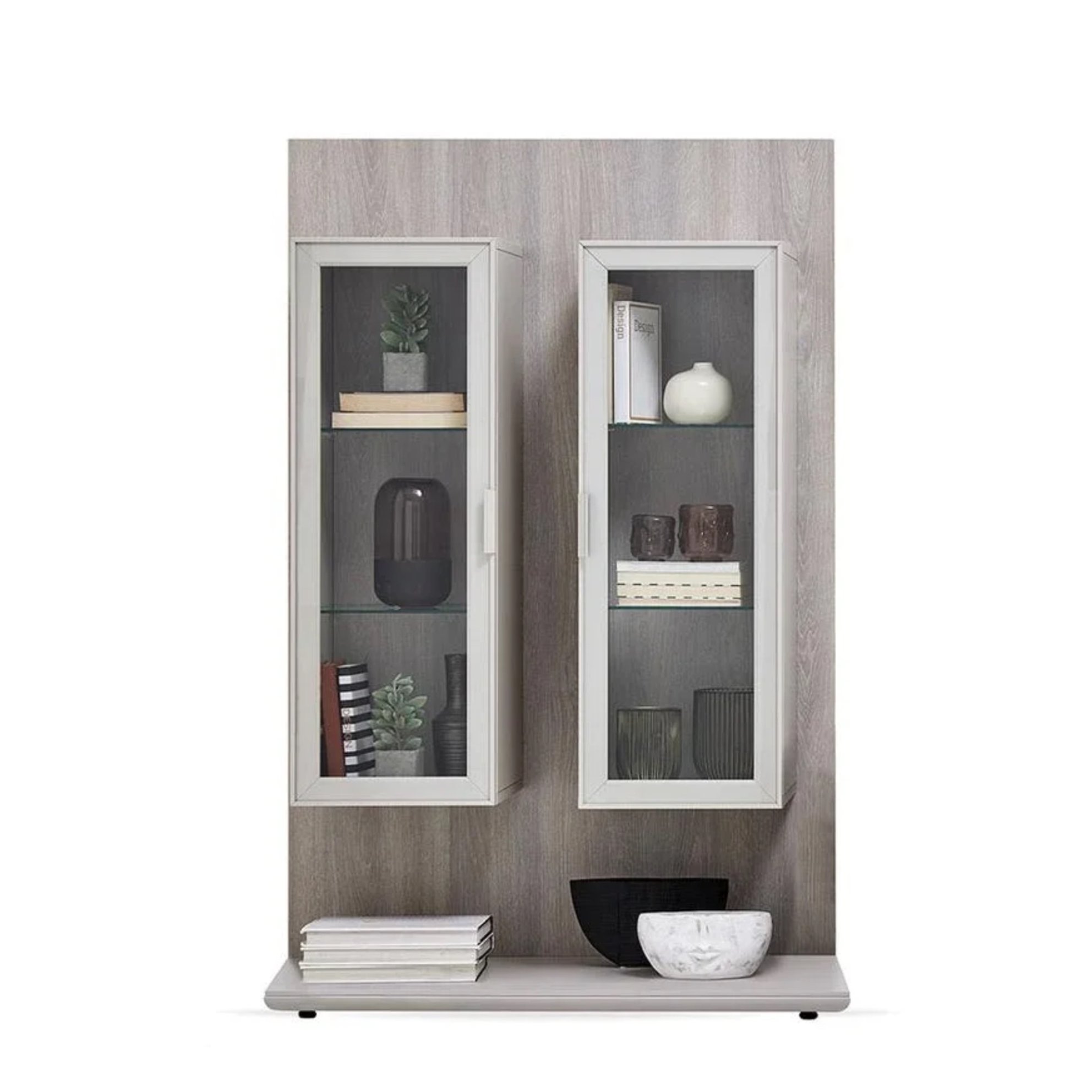 Панель для ТВ Enza Home Basel, с навесными шкафами, стекло, размер 90x38x141 см (EH59472) (остатки)55555000000784
