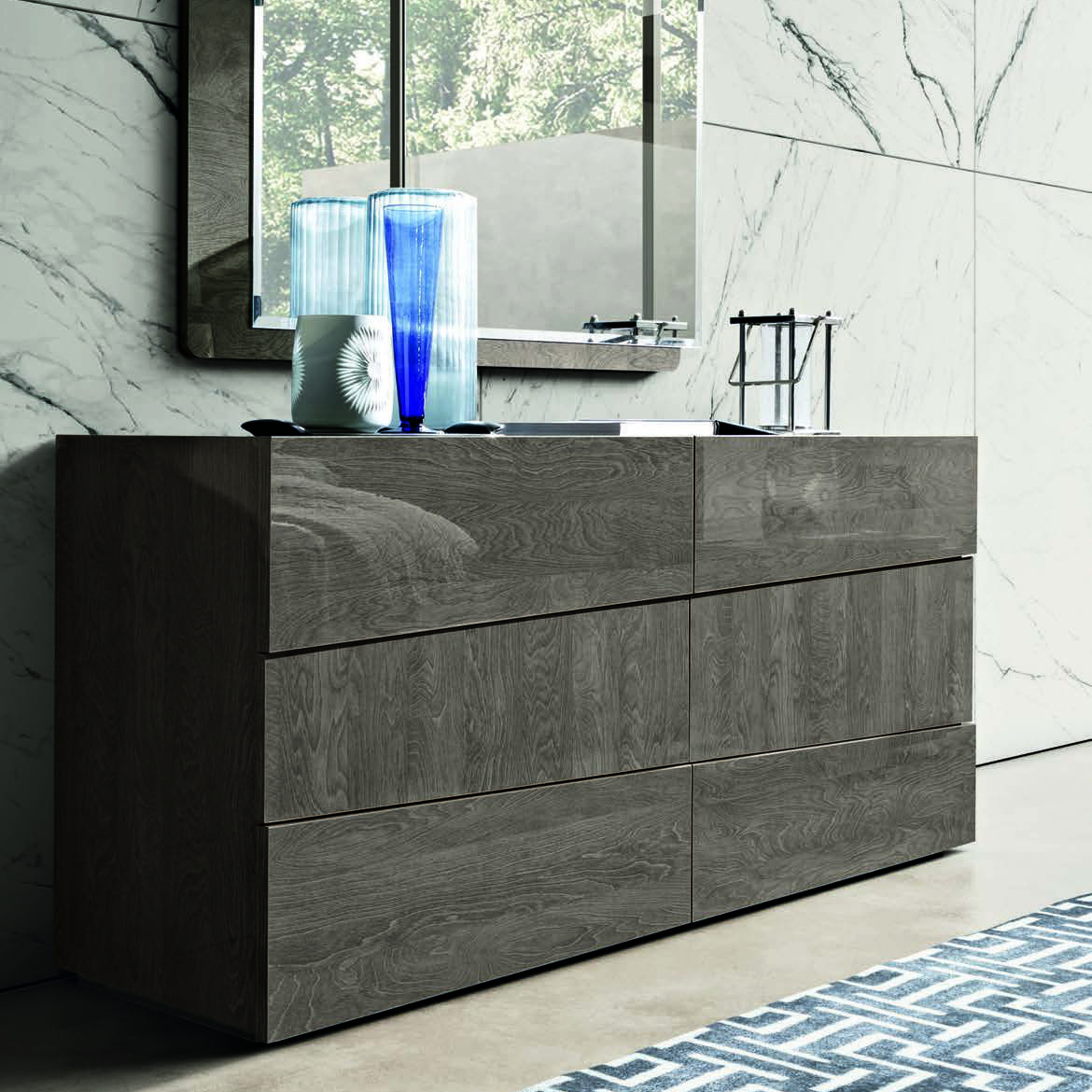 Комод Camelgroup Tekno, 6 ящиков, цвет: серебристая береза, 167x49x78 см (156CMD.01PL)156CMD.01PL