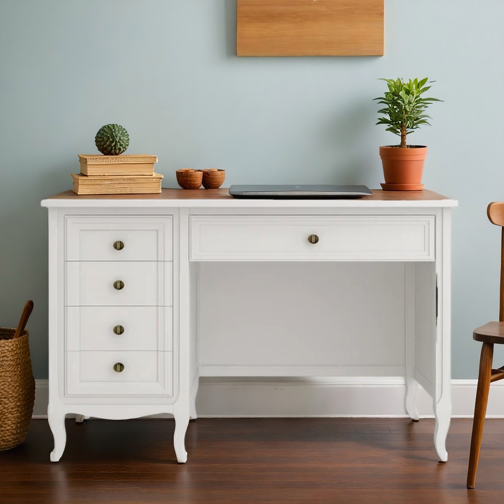 Стол письменный Aletan Majessa, однотумбовый, 138х65х80 см, цвет: белый (M702W)M702W Стол письменный Aletan Majessa, однотумбовый, 138х65х80 см, цвет: белый (M702W)M702W