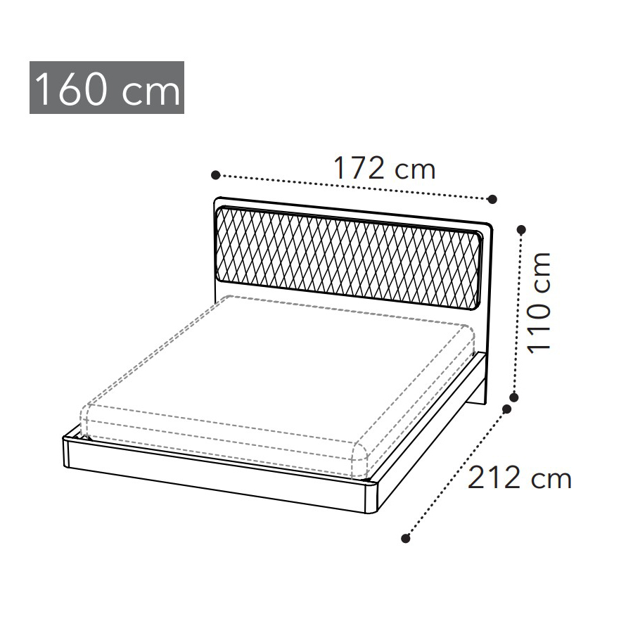 Кровать MAIA Camelgroup, ткань Miraglio col. 205 Fumo, 160x200 см, цвет: серебристая береза (154LET.40PL)154LET.40PL