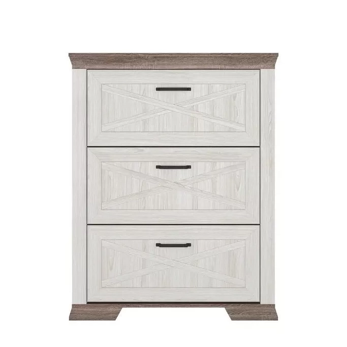 Тумба для обуви БРВ Марсель (Marselle), цвет ясень снежный/дуб сонома темный, 98х35х126 см (SFB3B)SFB3B