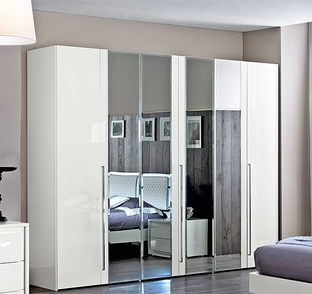 Шкаф платяной Dama Bianca, 6-ти дверный, с зеркалами, цвет: белый лак, 278x60x228 см (140AR6.08BI)140AR6.08BI