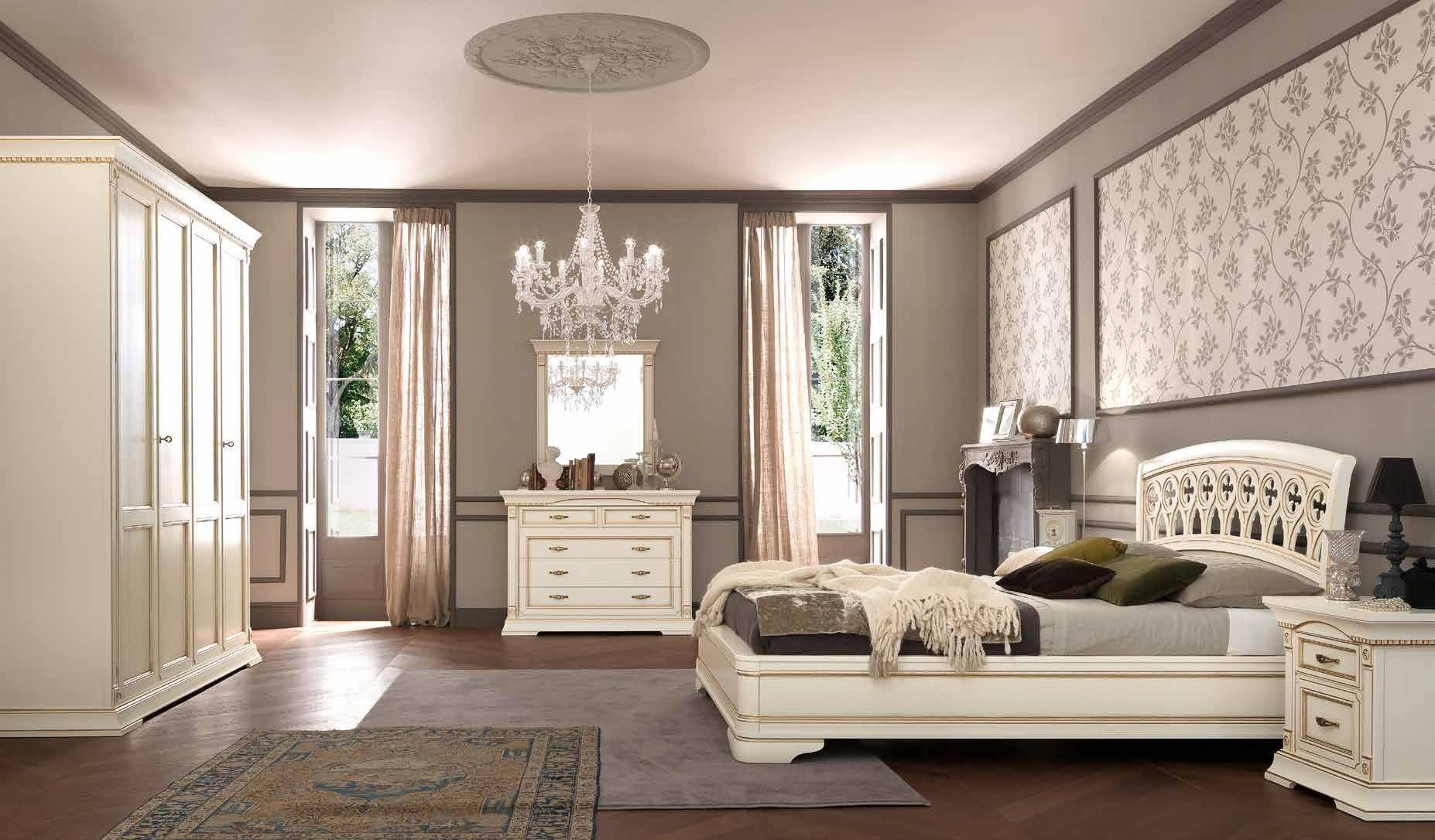 Кровать Prama Palazzo Ducale laccato, двуспальная, без изножья, цвет: белый с золотом, 180x200 см (71BO25LT)71BO25LT