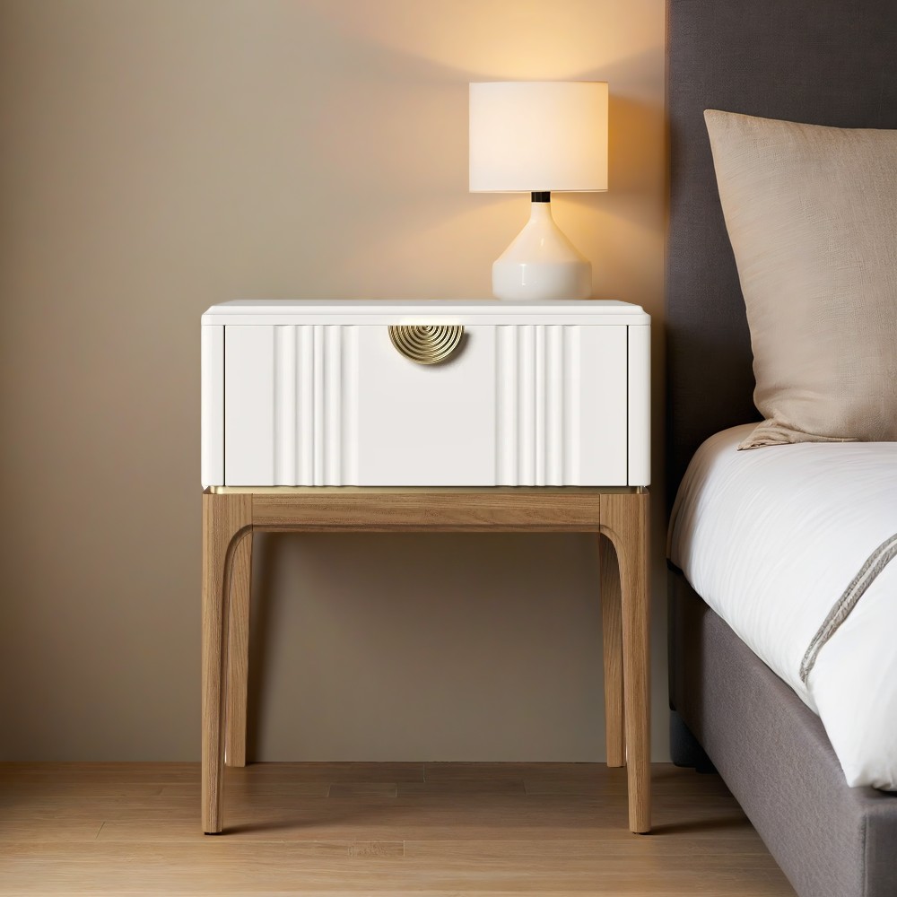 Тумбочка прикроватная Bari White, 1 ящик, 52х45х62 см, цвет: белый (BR301W)BR301W Тумбочка прикроватная Bari White, 1 ящик, 52х45х62 см, цвет: белый (BR301W)BR301W