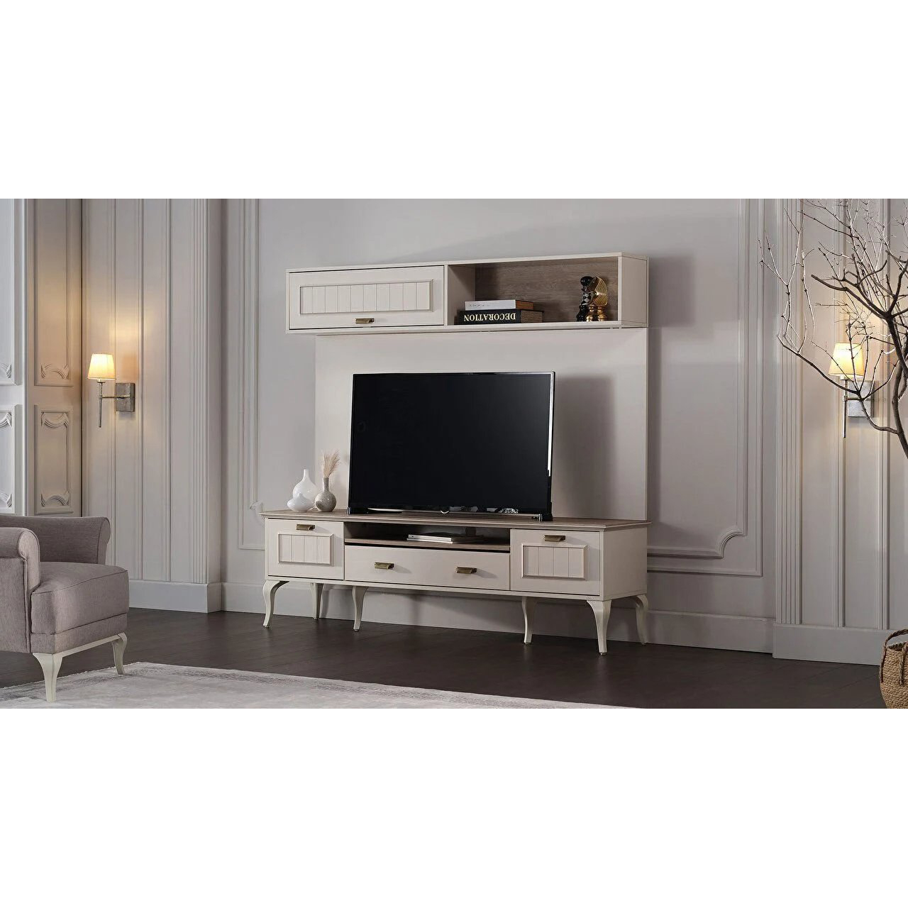 Панель для ТВ Bellona Andera, с полкой, размер 184x27x119 см (ANDR-15E)ANDR-15E Панель для ТВ Bellona Andera, с полкой, размер 184x27x119 см (ANDR-15E)ANDR-15E