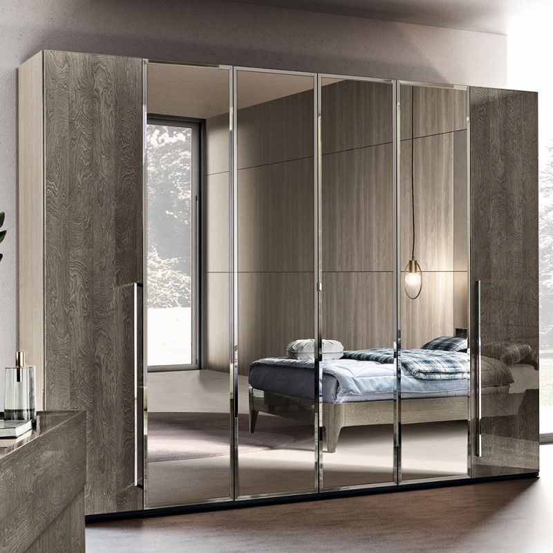 Шкаф платяной Elite silver, 6-х дверный, с зеркалами, цвет: серебристая береза, 278x61x228 см (154AR6.02PL)154AR6.02PL