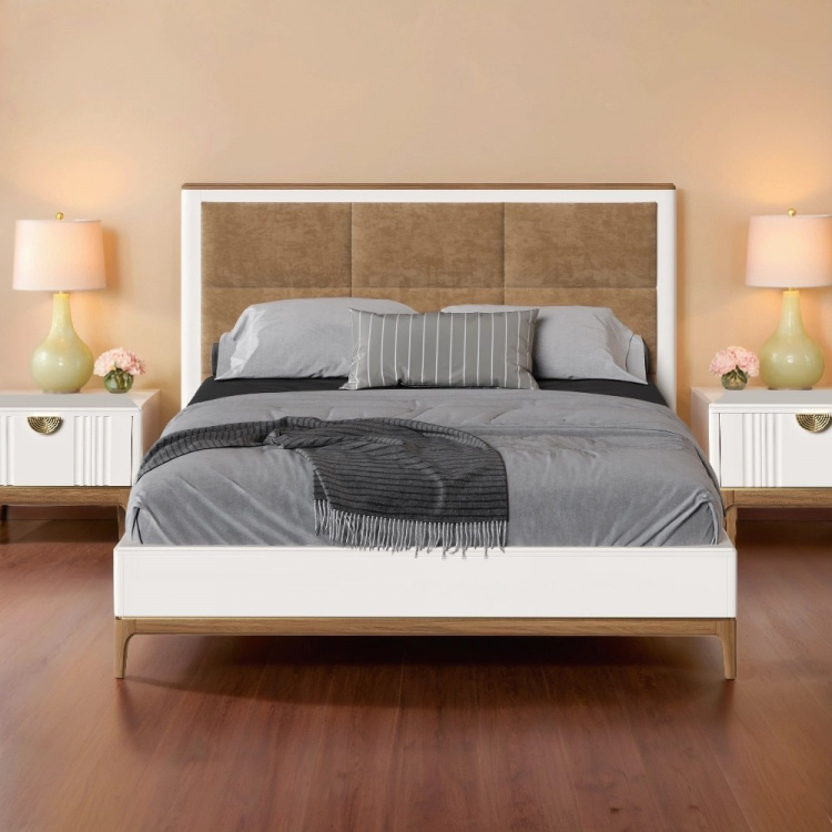 Кровать двуспальная Bari White, 180x200 см, мягкая вставка, цвет: белый (BR218W)BR218W Кровать двуспальная Bari White, 180x200 см, мягкая вставка, цвет: белый (BR218W)BR218W