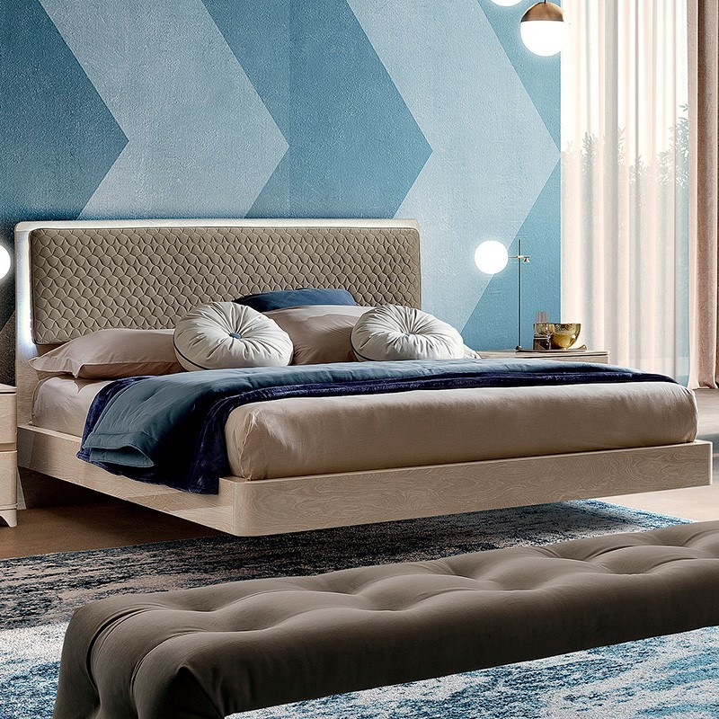 Кровать MAIA Camelgroup, ткань Miraglio col. 205 Fumo, 160x200 см, цвет: янтарная береза (154LET.40AV)154LET.40AV