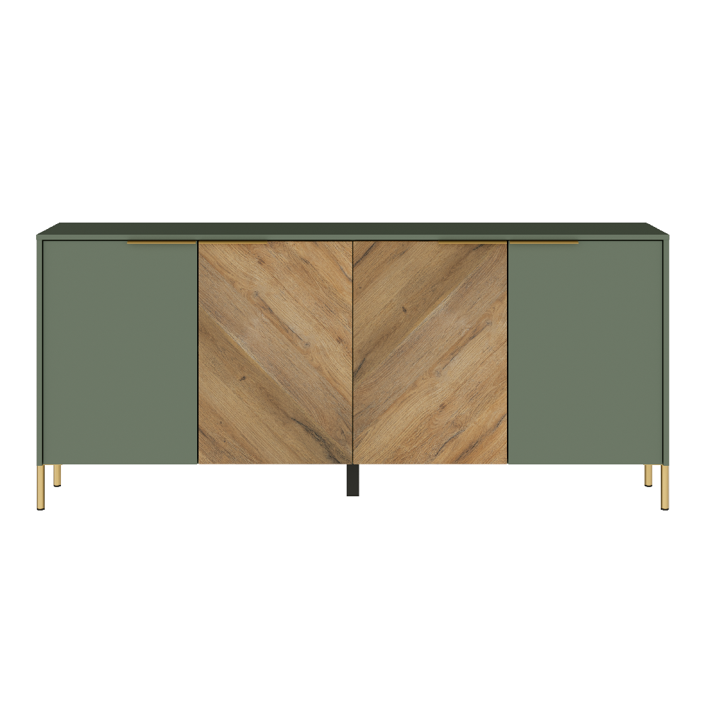 Комод-прилавок БРВ, 197x41x86 см, цвет: дымчатый зеленый/дуб вотан (KOM4D)KOM4D