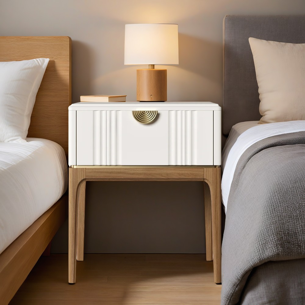 Тумбочка прикроватная Bari White, 1 ящик, 52х45х62 см, цвет: белый (BR301W)BR301W Тумбочка прикроватная Bari White, 1 ящик, 52х45х62 см, цвет: белый (BR301W)BR301W