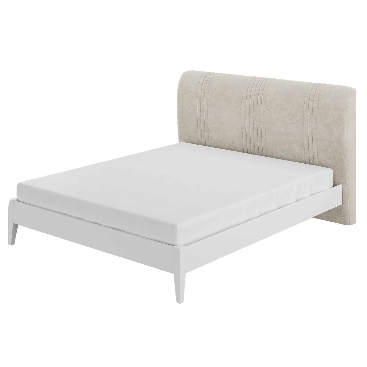 Кровать Bravo Джали, двуспальная, 160х200 см, спинка: айвори/линия, каркас: белый античный