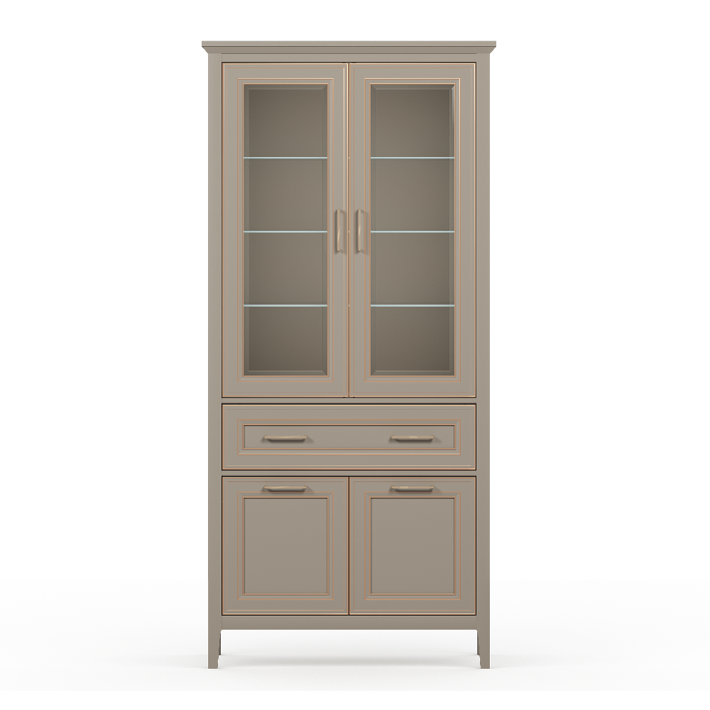 Шкаф-витрина БРВ Классик (Classic), 95x40x203 см, цвет: глиняный серый (REG2W2D1S)REG2W2D1S