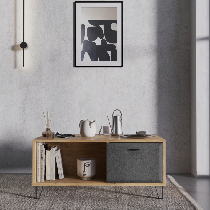 Стол журнальный БРВ Грейс (Grace), цвет дуб наварра/графит, 70х110х50 см (LAW2D)LAW2D