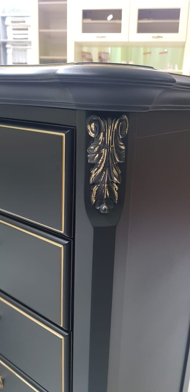 Комод Aletan Provence Wood, 6 ящиков, цвет: черный-дерево 61х48х110см (W406BL)W406BL Комод Aletan Provence Wood, 6 ящиков, цвет: черный-дерево 61х48х110см (W406BL)W406BL