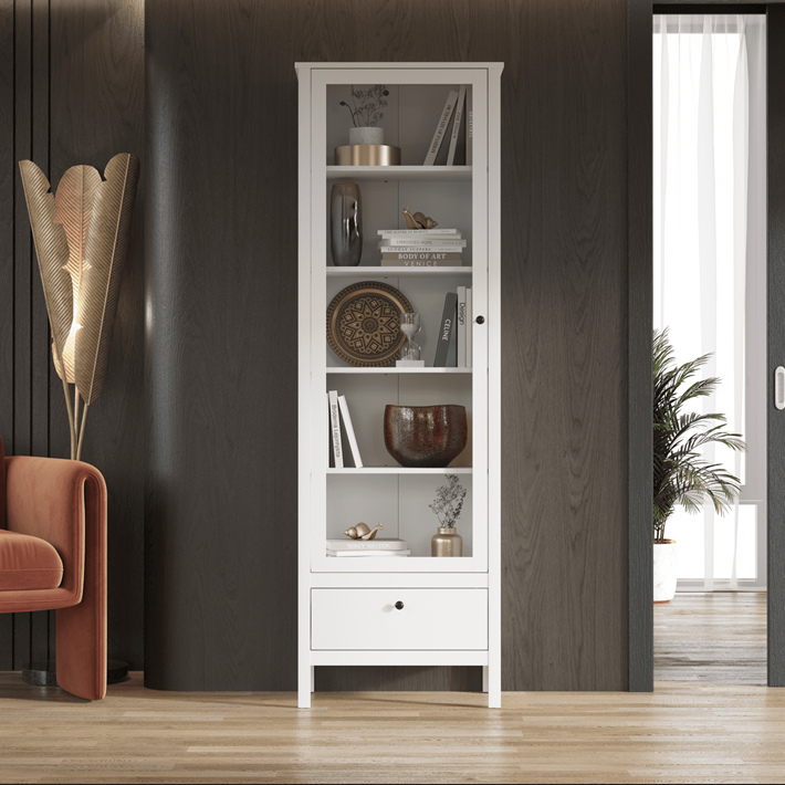 Шкаф-витрина Ева (Ewa) однодверный с подсветкой, цвет белый, 65х37х201 см (REG1W1S/65)REG1W1S/65