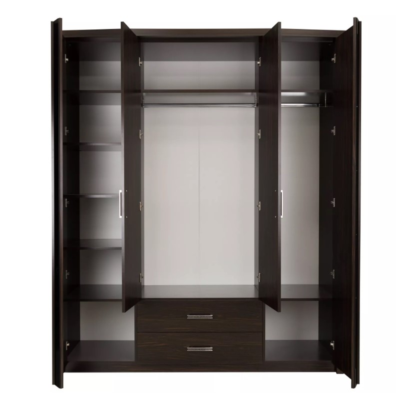 Шкаф платяной Bellona Mira, 4-х дверный, цвет: венге, 195x66x230 см (Mira-20/12DVA2004) остаткиMira-20