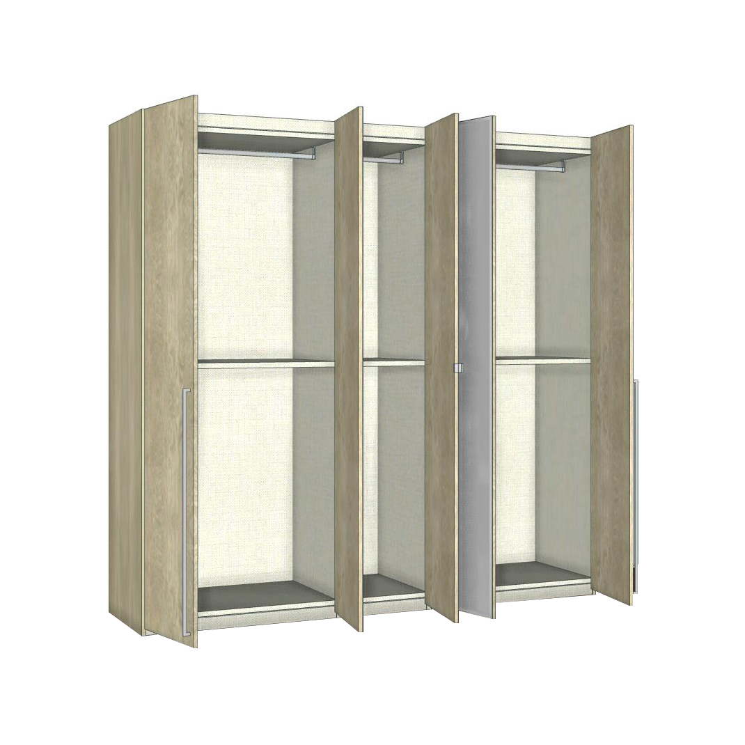 Шкаф платяной Ambra, 5-ти дверный, с зеркалами, цвет: янтарная береза, 232x61x228 см (148AR5.04AV)148AR5.04AV