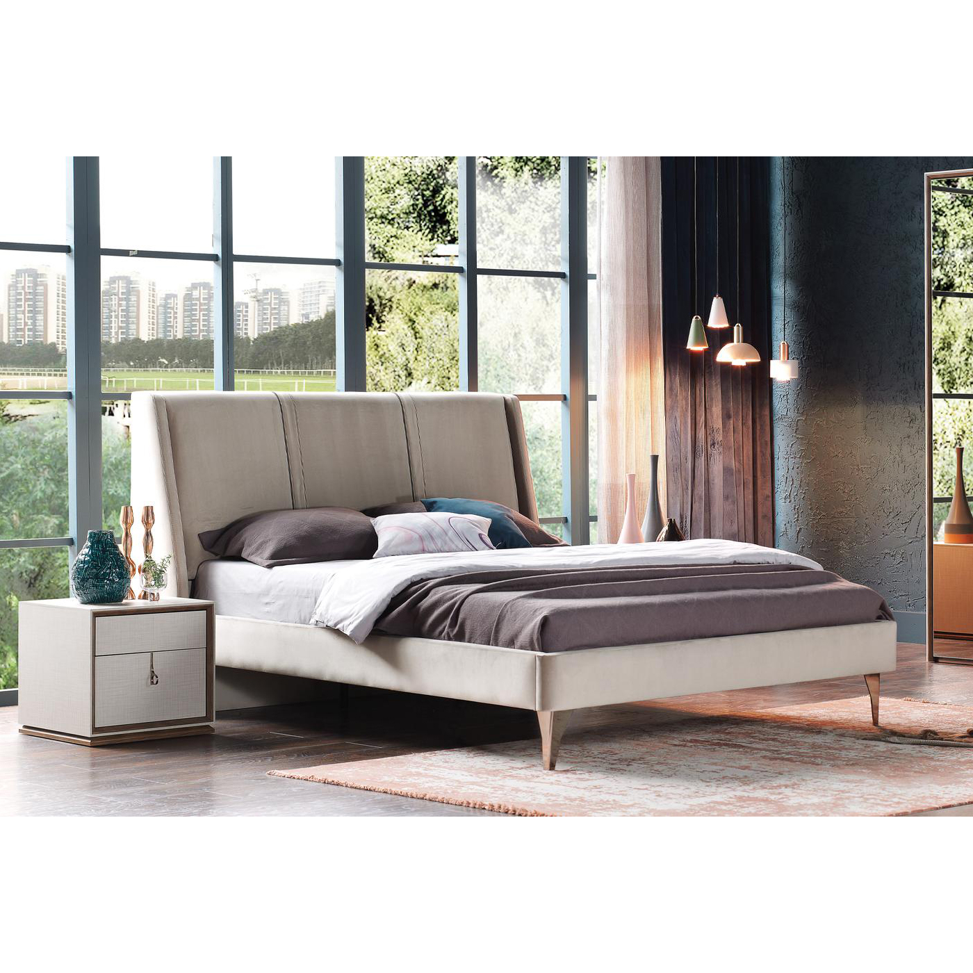 Кровать Enza Home Netha, двуспальная, 180х200 см, ткань 22102 Cream Кровать Enza Home Netha, двуспальная, 180х200 см, ткань 22102 Cream