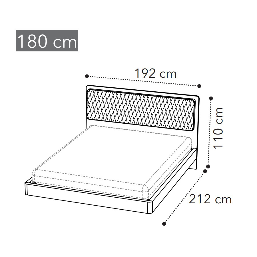 Кровать MAIA Camelgroup, ткань Miraglio col. 205 Fumo, 180x200 см, цвет: серебристая береза (154LET.41PL)154LET.41PL