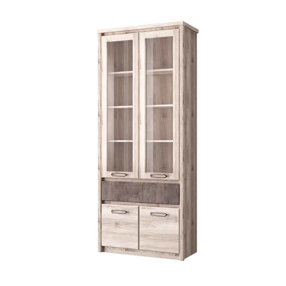  Шкаф с витриной Anrex JAZZ, цвет Каштан найроби/Оникс, размер 87х40х210 см, (656546)656546