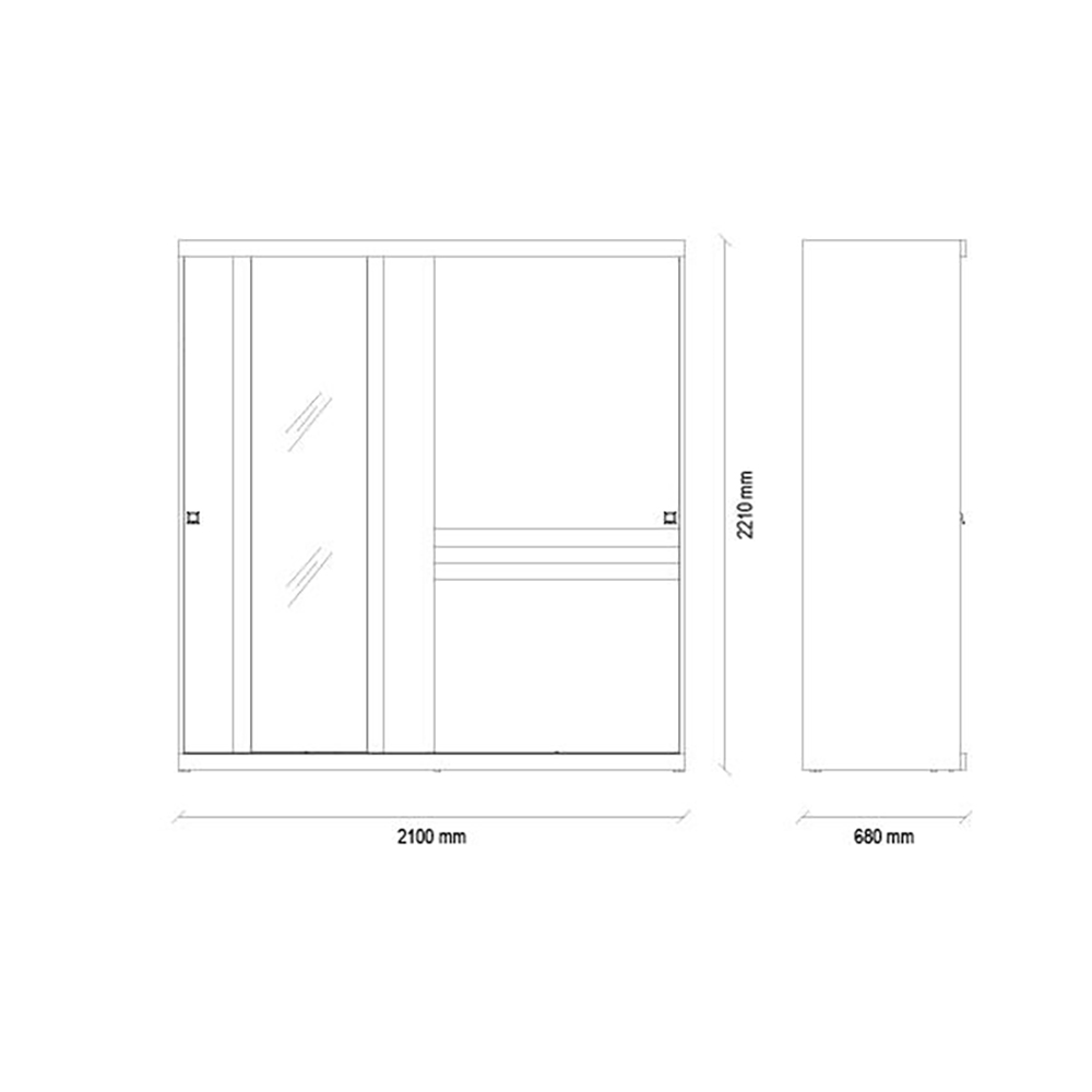 Шкаф-купе Enza Home Mistral, размер 210х68х221 см55555000001158  Шкаф-купе Enza Home Mistral, размер 210х68х221 см55555000001158