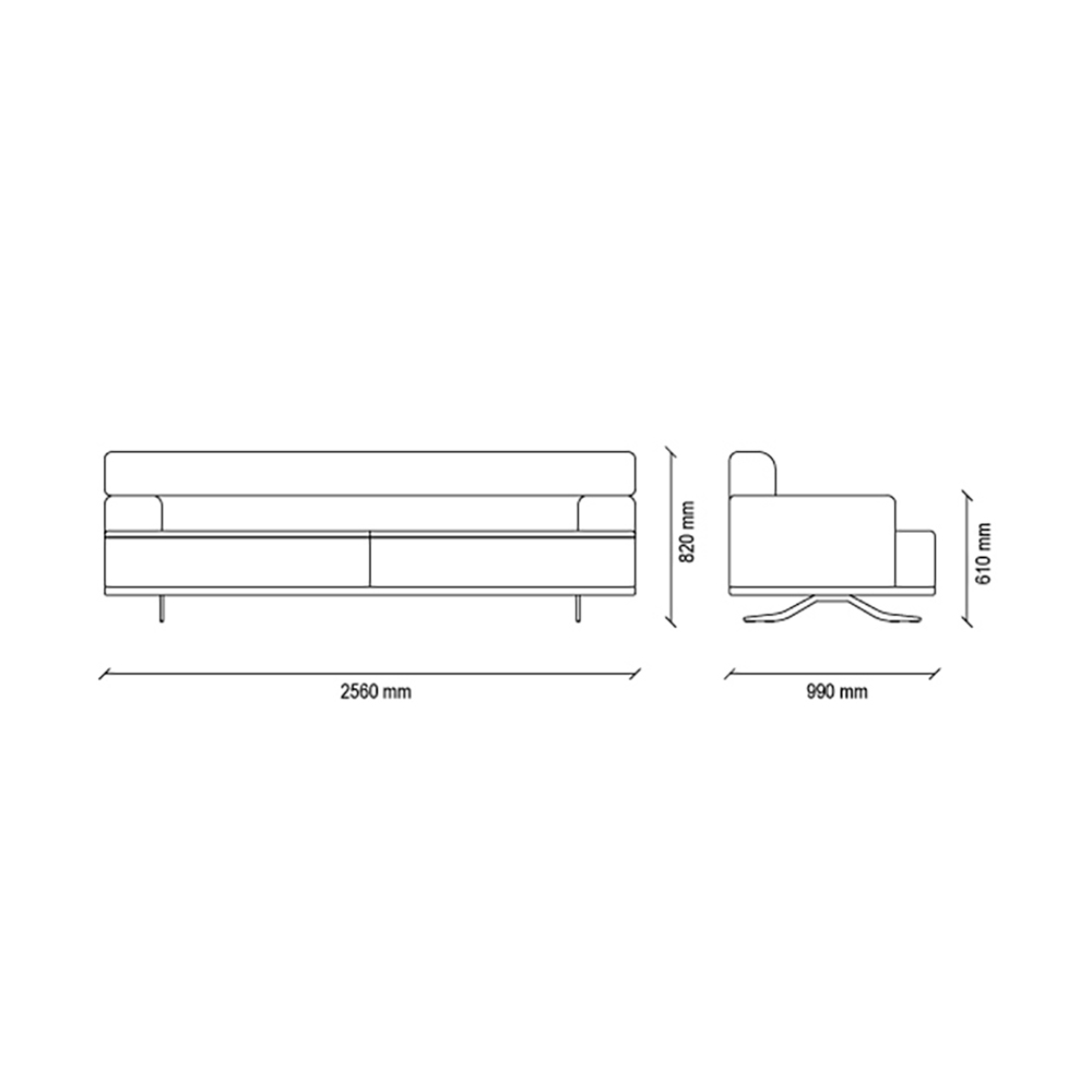 Диван Enza Home Valdera, трёхместный, ткань 2043-K1-12402, серый, размер 256х99х82 см
