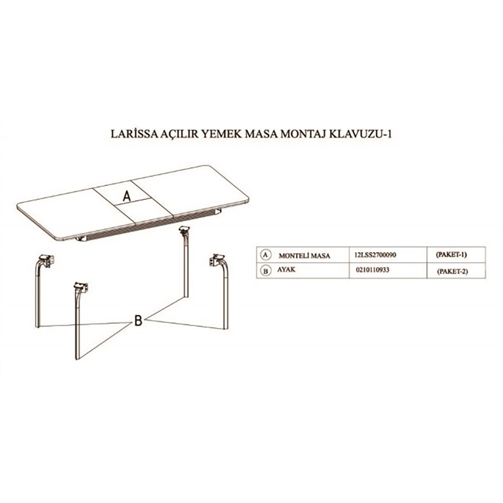 Стол обеденный Bellona Larissa, прямоугольный раздвижной, размер 164 (204)х90х77 см (LARS-14)LARS-14