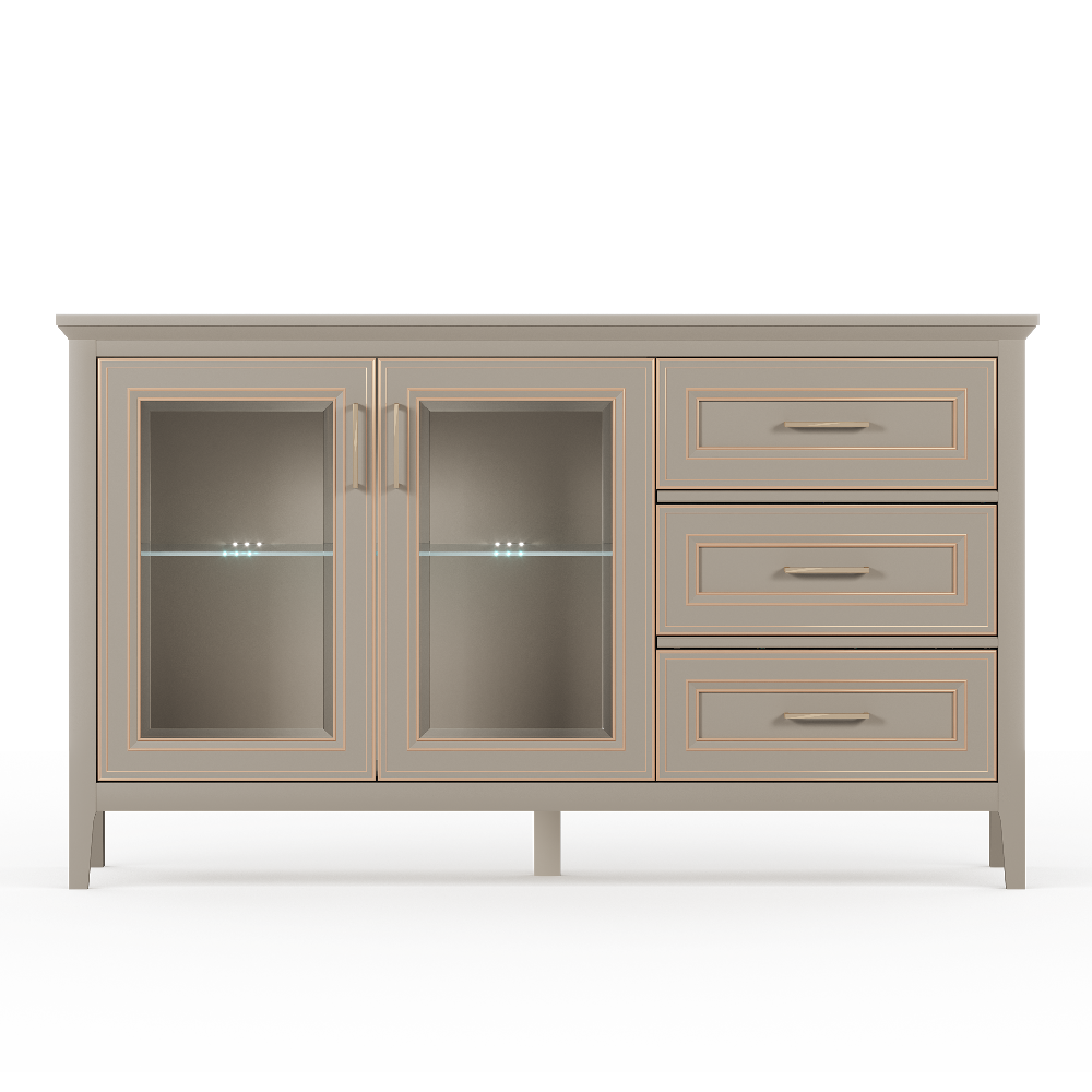 Витрина с подсветкой БРВ Классик (Classic), 158x40x93 см, цвет: глиняный серый (KOM2W3S)KOM2W3S