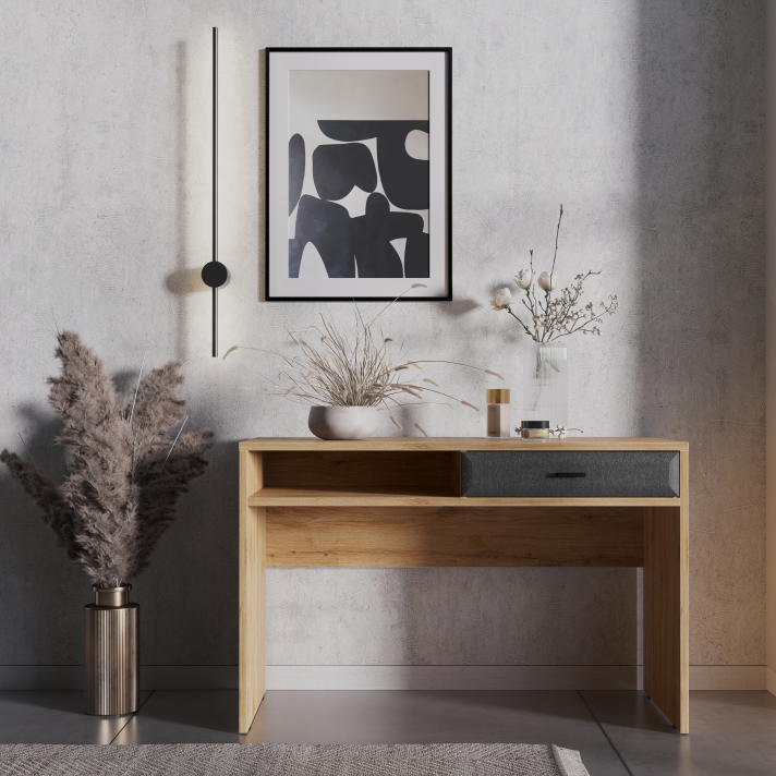 Стол письменный БРВ Грейс (Grace), цвет дуб наварра/графит, 120х56х78 см (BIU1S)BIU1S