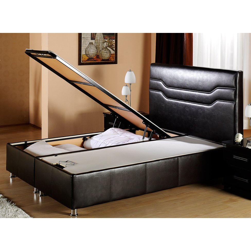 Кровать Bellona Ferro, с мягким изголовьем, с подъемным механизмом, обивка: экокожа: D0158FERR-()+FERR-()x200