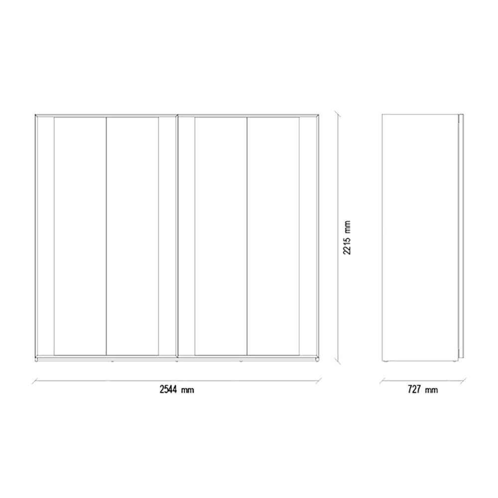 Шкаф-купе платяной Enza Home Netha, 260 см, размер 254х73х222 см55555000001178 Шкаф-купе платяной Enza Home Netha, 260 см, размер 254х73х222 см55555000001178