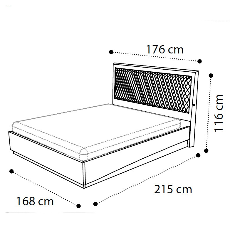 Кровать Camelgroup Ambra Rombi с подсветкой, с подъемным механизмом, тк. Nabuk 12, цвет: янтарная береза, 160/180x200 см (148LET.12AV/ 148LET.13AV)148LET.12AV/ 148LET.13AV