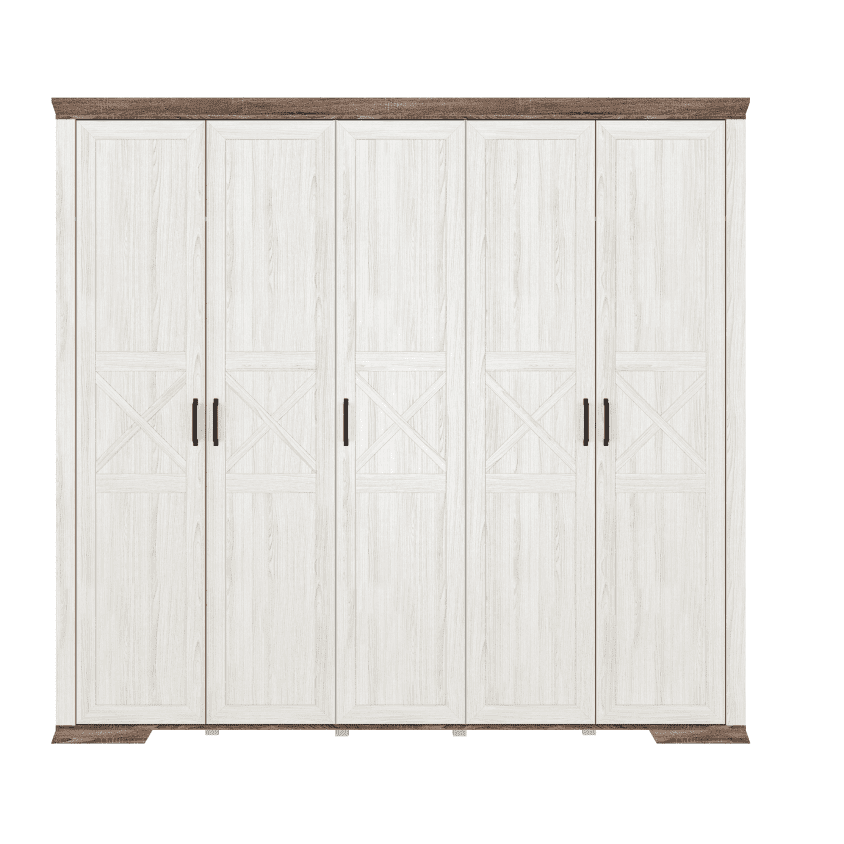 Шкаф пятистворчатый БРВ Марсель (Marselle), цвет ясень снежный/дуб сонома темный, 242х61х226 см (SZF5D)SZF5D