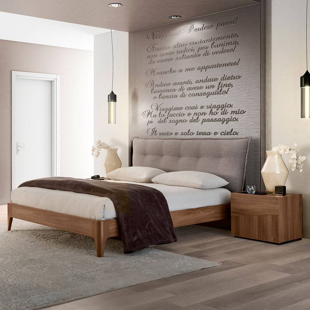 Кровать Storm Soft, двуспальная, с мягким изголовьем, цвет: табак, 180x200 см (147LET.11OT)147LET.11OT