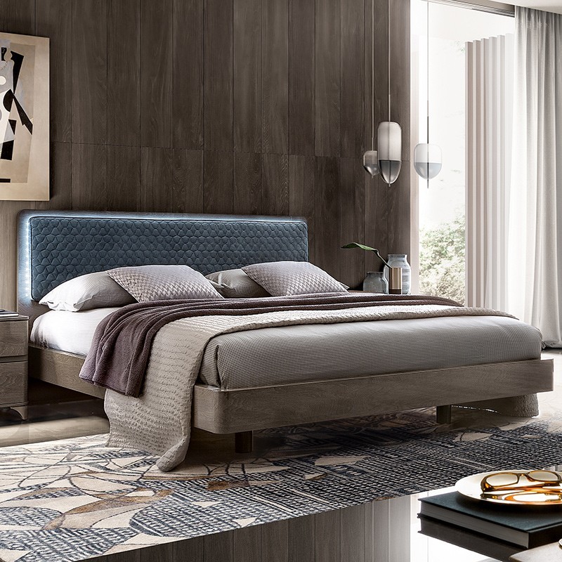 Кровать MAIA Camelgroup, ткань Miraglio col.617 Blu, 180x200 см, цвет: серебристая береза (154LET.02PL)154LET.02PL