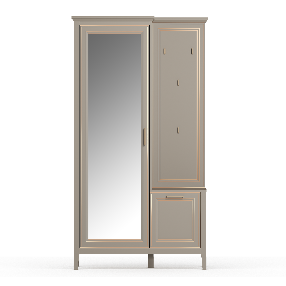 Шкаф с вешалкой БРВ Классик (Classic), левый, 110x40x203 см, цвет: глиняный серый (PPK/L)PPK/L